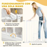 PawHut Cancellino per Cani con Porta Piccola, Montaggio a Pressione e Chiusura Automatica, 74-80x76.2cm, Bianco(m-5)