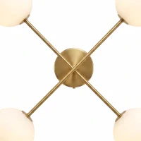 HOMCOM Moderne hanglamp met 4 bolkappen, in hoogte verstelbaar en 350° draaibaar, wit(m-13)