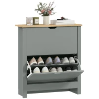 HOMCOM Schoenenkast met 2 klapvakken, verstelbare scheidingswand voor 8-12 paar schoenen, 72 x 26 x 80 cm, lichtgrijs(m-15)