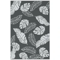 Outsunny Plastic Straw Reversible RV Outdoor Rug with Carry Bag, 182 x 274cm, Grey and White(m-1)
