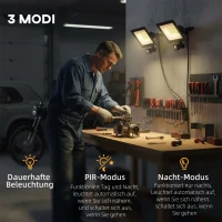 HOMCOM 50W werklamp, verstelbaar, 3 modi, Aluminium, veelzijdig inzetbaar, Zwart(m-5)