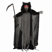 HOMCOM Halloween Standing Werewolf Animated Decoration with Light-Up Eyes, Sound and Touch Activated(m-14)