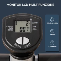 HOMCOM Stepper con Monitor LCD, Manubrio Regolabile ed Elastici, in Acciaio e ABS, 55x53x118-128 cm, Nero e Argento(m-5)