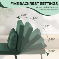 HOMCOM 4-in-1 Velvet-Feel Single Chair Bed, with Pillow - Green(m-5)