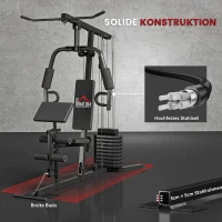 HOMCOM Krachtstation met 45 kg Gewichtsblok 180 x 108 x 200 cm Staal Zwart(m-6)