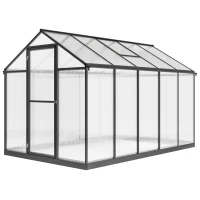 Outsunny Serre de jardin en aluminium polycarbonate, serre avec fenêtres supérieures réglables 303x183x195cm transparent(m-12)