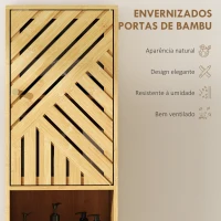 HOMCOM Coluna de Casa de Banho Estreita Armário de Casa de Banho Alto com Portas e Pés de Bambu 32x30x170 cm Madeira(m-6)