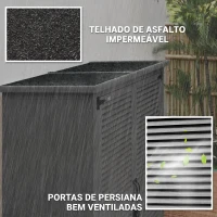 Outsunny Armário de Jardim 0,83 m² 127x65x168 cm com 2 Portas de Persiana 2 Estantes e Telhado Impermeável, Cinzento(m-5)