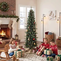 HOMCOM Slim Gracious Pine Xmas Tree, 6ft/180cm Artificial Christmas Tree with 688 Branch Tips, Foldable Steel Stand, Green(m-9)