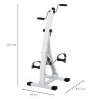HOMCOM Hometrainer voor senioren bewegingstrainer pedaaltrainer armen en benen staal wit(m-3)
