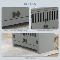 PawHut Verhoogd Voederstation voor Grote Honden, 2 Roestvrijstalen Bakken, Opbergruimte, 35,5x60x30 cm, Grijs(m-6)