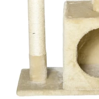 PawHut krabpaal met sisal krabpaal klimboom kattenmeubel krabplank met zacht pluche kattenspeelgoed stabiel E1 klasse spaanplaat beige 50 x 30 x 80 cm(m-12)