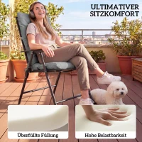 Outsunny Outdoor-Sitzkissen mit Rückenlehne und Bändern, wasserabweisende Polster für drinnen und draußen, Hellgrau(m-6)