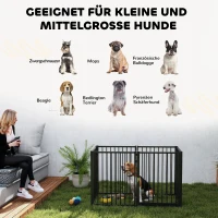 PawHut Welpenauslauf, Hundeauslauf, Welpengehege, 6 Paneele mit Tür, faltbarer und tragbarer Hundezaun, Stahl, Schwarz(m-9)