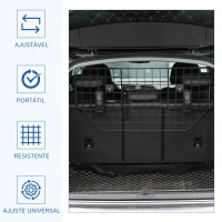 PawHut Grade de Segurança de Carro para Cães Universal Grade de Segurança para Cães com Largura Ajustável 90-120x40,5cm Preto(m-4)