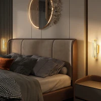 HOMCOM Led Wall Lamp 2 Pack, 9W Modern Indoor Geometric Mesh Wall Light, Colour Temperature Adjustable 3000K/4000K/6500K for Bedroom, Living Room, Hallway, Stairs, Gold Tone(m-10)