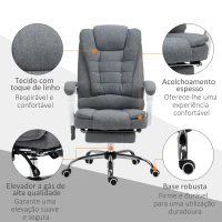 Vinsetto Cadeira de Massagem com 6 Pontos de Massagem Reclinável com Altura Ajustável e Função de Aquecimento 65x70x111-119 cm Cinza(m-8)