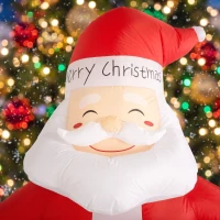 Outsunny 9.3ft Giant Christmas Inflatable Hanging Santa Claus Sitting w/ Reindeer, Gift Box(m-11)