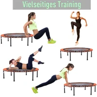 HOMCOM Trampoline voor kinderen en volwassenen, tuintrampoline, yoga, 100 kg draagvermogen, staal, zwart, Ø 101,6 x 25 H cm(m-5)