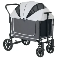 PawHut Hundewagen Hundebuggy klappbar für Hunde & Katzen bis 30 kg 110 x 65 x 102 cm Dunkelgrau(m-1)