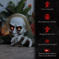 HOMCOM Halloweendecoratie, kruipende Zombie, geactiveerd door aanraking/geluiden, oplichtende ogen(m-7)