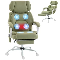 HOMCOM High Back Vibration Massage Office Chair Heated Reclining Computer Chair w/ Adjustable Height, Swivel Wheels, Lime Green(m-15)