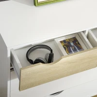 HOMCOM Cómoda com 5 Gavetas Cómoda de Quarto com Pés de Madeira Estilo Nórdico 99x39x101 cm Branco e Carvalho(m-9)