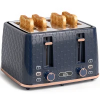 HOMCOM Toaster 4 slice, Toaster with 7 Browning Levels, High Lift, Reheat/Defrost/Cancel, Self-centring Function, Dark Blue(m-13)