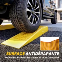HOMCOM Ensemble de 2 rampes pour voiture véhicule utilitaire rampe de chargement dim. 70L x 19,5l x 7,8H cm PP jaune(m-6)