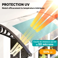Outsunny Auvent de porte d'entrée toit marquise en polycarbonate protection contre pluie neige UV 90 x 122 cm, transparente(m-4)