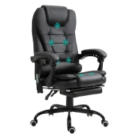 Vinsetto Fauteuil de Bureau Massant 7 Points, Chaise de Bureau Ergonomique avec Repose-pieds Rétractable, Dossier Inclinable 155°, Hauteur Réglable, Pivotant à 360°, télécommande Filaire, Noir(m-1)