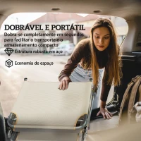 Outsunny Conjunto de 2 Espreguiçadeiras Dobráveis com Dossel 360° Encosto 5 Posições Orifício Facial e Textilene 550 g/m² 188x56x27 cm Bege(m-10)