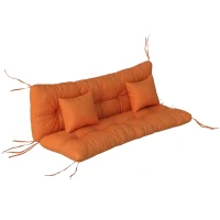 Outsunny Outdoor Seat Cushions Back Cushion with 2 Pillows, Water Repellent Seat Pads for 3-Seater Chair, Orange(m-1)
