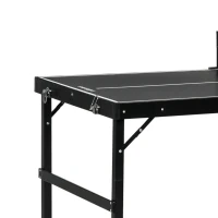 SPORTNOW 5ft Mini Table Tennis Table, Folding Ping Pong Table with Net and Aluminium Frame, Portable Ping Pong Game Set for Indoor Outdoor Use, Black(m-10)