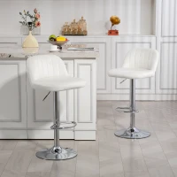 HOMCOM Conjunto de 2 Bancos de Bar com Altura Ajustável Assento Giratório e Apoio para os Pés 43x45x81-101 cm Creme(m-10)