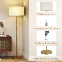 HOMCOM Lampada da Terra con Telecomando e Luminosità Regolabile 3000K-6000K, Paralume in Tessuto, Oro(m-6)