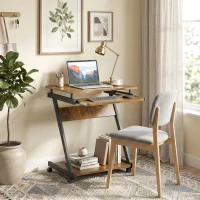 HOMCOM Movable Computer Desk with 4 Moving Wheels and Keyboard Tray(m-13)