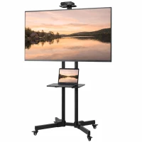 HOMCOM Mobiele tv-standaard op wielen voor 32-75 inch, kantelbaar en in hoogte verstelbaar, met vergrendelbare wielen, zwart(m-14)