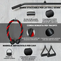 SPORTNOW Pulley Machine Home Gym e Puleggia LAT Machine, Attacco per Dischi Pesi Universali e Accessori(m-5)