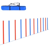 PawHut Dog Agility Training Equipment Dog Play Run Obedience Training Set Adjustable (Poles)(m-1)