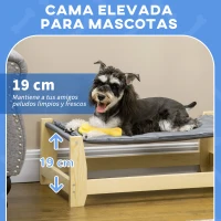 PawHut Cama Elevada para Perros Cama para Mascotas Medianas y Pequeñas con Cojín Carga 8 kg 70x40x25 cm Gris(m-5)