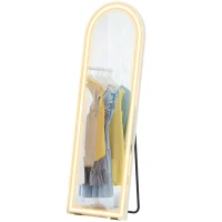 HOMCOM Espelho de Corpo Inteiro com Luzes 150x50 cm Arqueado Sem Moldura 3 Tons de Luz Brilho Ajustável Transparente(m-11)