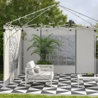 Outsunny Paviljoen Gordijnen, Set van 2, voor 3x6m of 3x3m Tuinpaviljoens, met Ramen en Deuren, Wit(m-8)