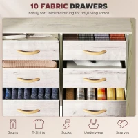 HOMCOM Chest of Ten Fabric Drawers - Natural Wood Finish(m-4)