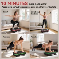 SPORTNOW Plateforme Vibrante avec Lumières, Bluetooth, 3 Programmes, 99 Vitesses, Télécommande, Écran LED, 47x32x12cm, Noir(m-9)