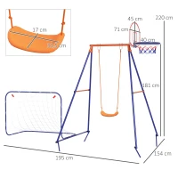 Outsunny Baloiço para Crianças 3 em 1 com Tabela de Basquetebol e Baliza de Futebol Desmontável e Estrutura de Aço Multicor(m-3)