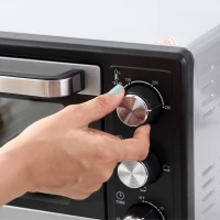 HOMCOM Horno Portátil 16L 1400W con 3 Modos de Calor Temporizador Bandeja de Horneado y Rejilla 44x32x28,1 cm Plata(m-8)