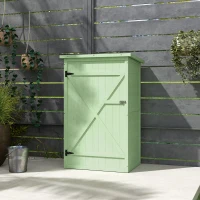 Outsunny Gartenschrank Holz Geräteschuppen mit Ablage Abschließbar Tür Bodenplatte Asphalt-Pultdach 75 x 56 x 115 cm(m-9)