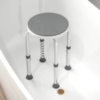 HOMCOM 360° Swivel Shower Chair, Height Adjustable Aluminium Shower Stool with Non-Slip Feet for Disabled, Elderly, Grey(m-8)