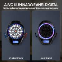 SPORTNOW Alvo Eletrónico com 6 Dardos e 24 Pontas Macias Ecrã LED 34 Jogos e 2235 Programas 60,5x45,5x3,6 cm Multicolor(m-4)